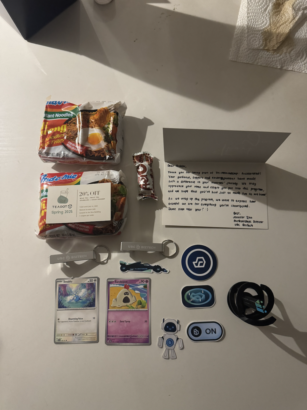 Mentorship appreciation gift from UBC BizTech
